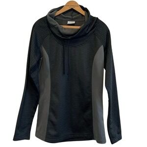 Columbia Cowl neck pullover sweatshirt black grey striped women's size medium